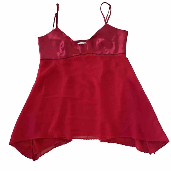 Victoria's Secret Sheer Red Chiffon & Satin Babydoll Negligee Chemise Size L - Picture 2 of 7